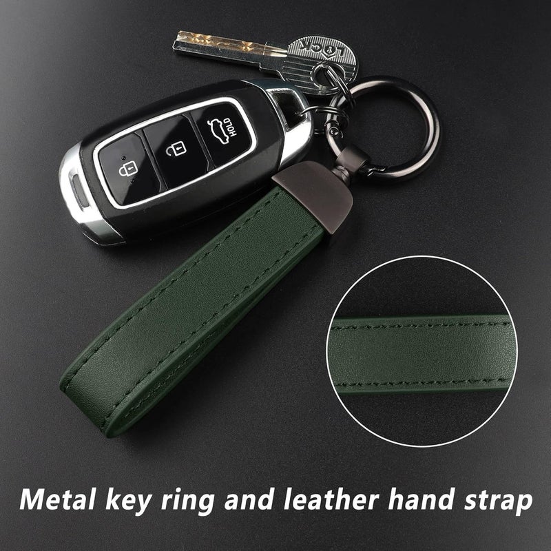 Turcee Leather Car Keychain, Creative Personality Leather Key Fob, Universal Key Fob Keychain for Men and Women (Green) - Image 2